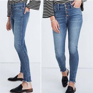 Madewell Button-Fly Petite Raw Hem High-Rise 10” Skinny Jeans